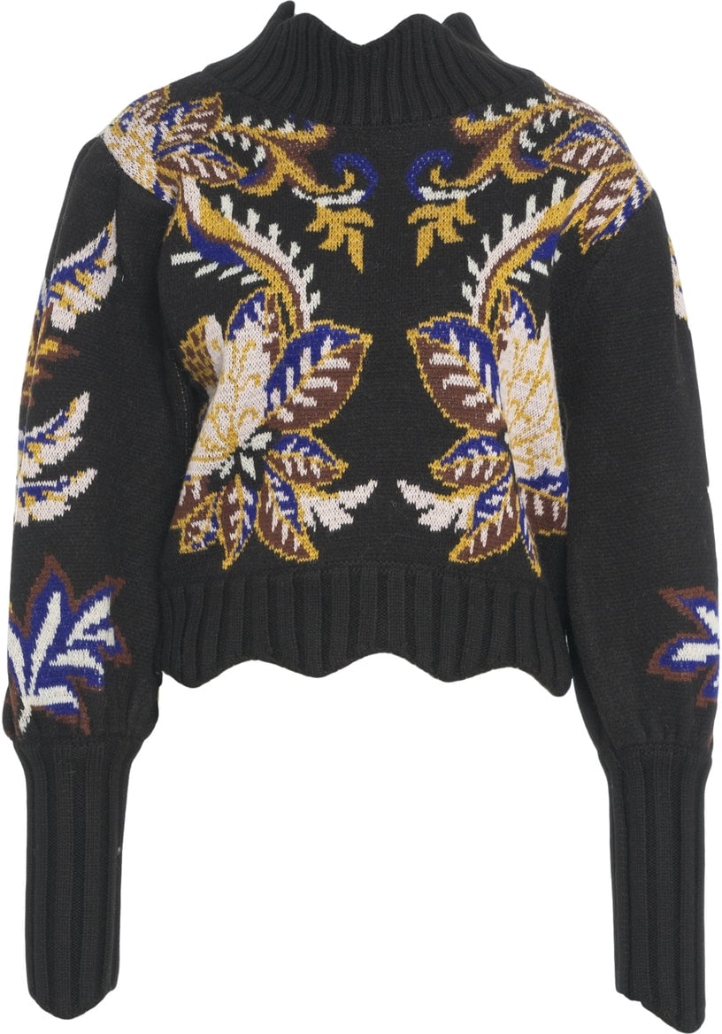 FARM Rio Sweater with floral print Zwart