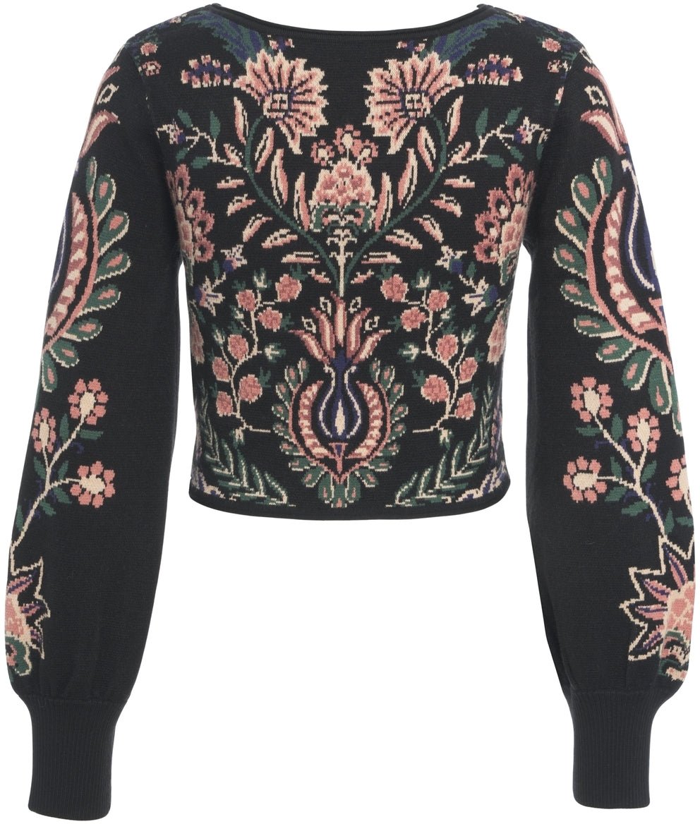 FARM Rio Knitted top with floral pattern Zwart