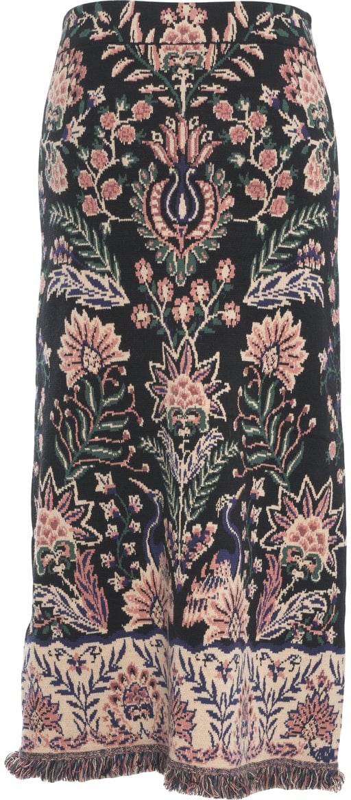 FARM Rio Midi skirt with floral print Zwart
