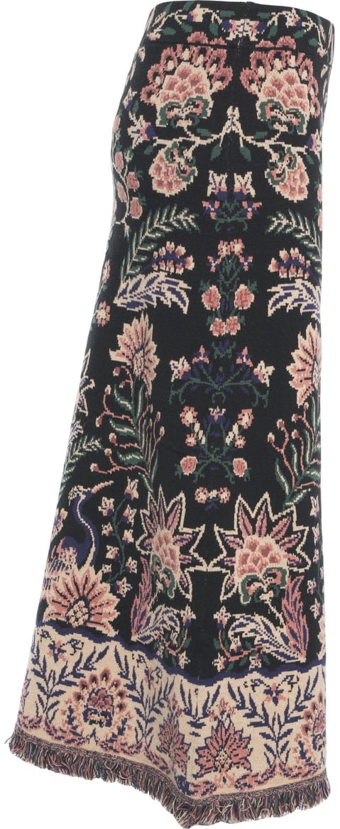 FARM Rio Midi skirt with floral print Zwart