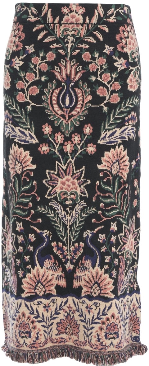 FARM Rio Midi skirt with floral print Zwart