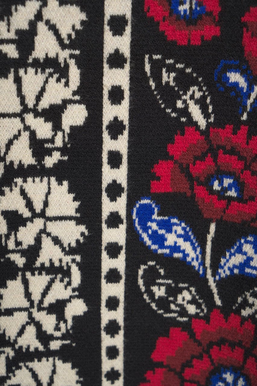 FARM Rio Knit dress with floral pattern Zwart