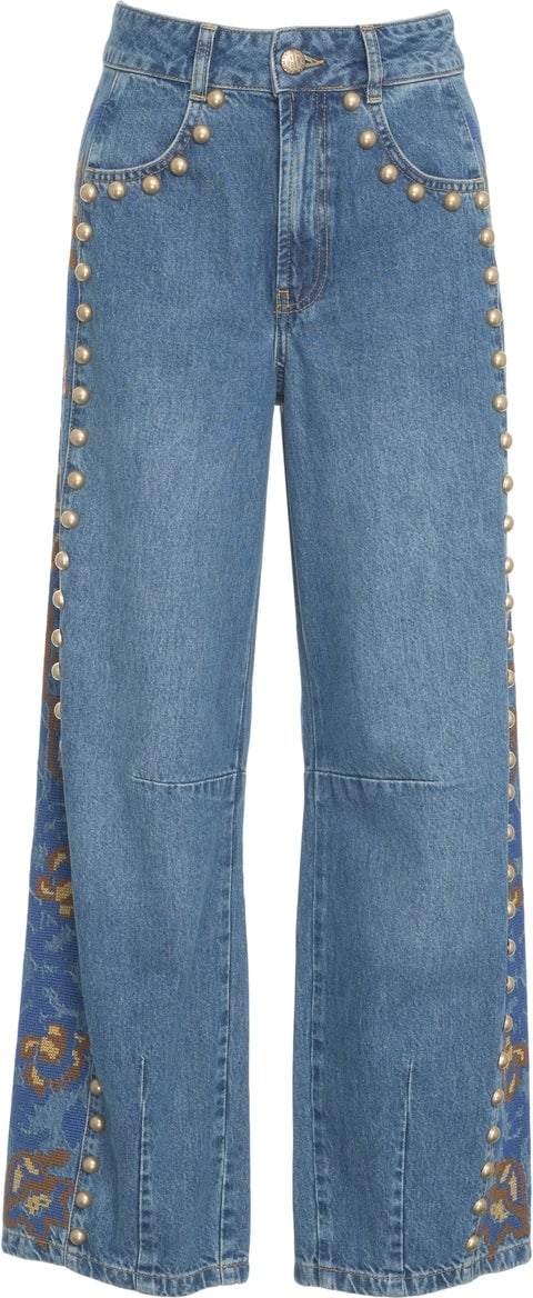 FARM Rio Jeans with studs and floral print Blauw