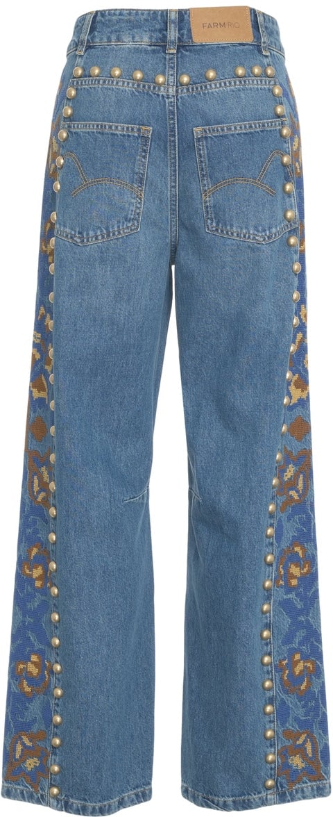 FARM Rio Jeans with studs and floral print Blauw