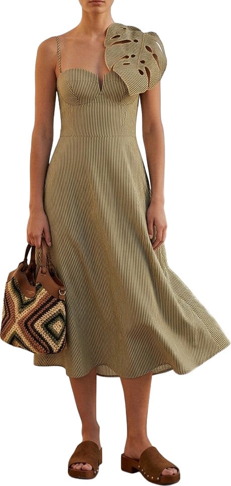 FARM Rio Dress with floral detail Groen