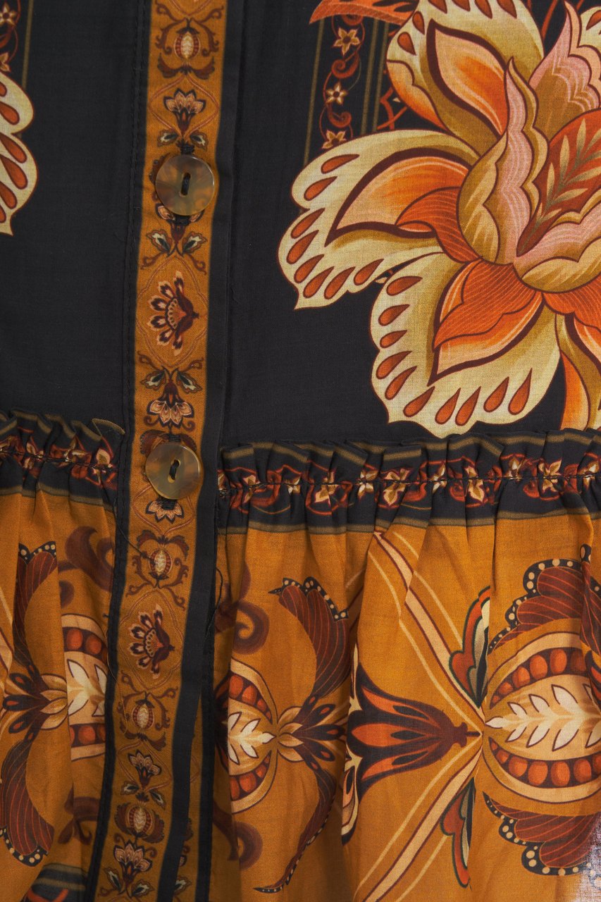 FARM Rio Dress with floral pattern Zwart