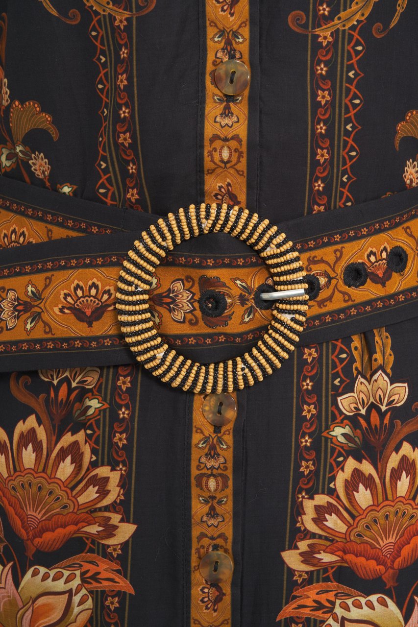 FARM Rio Dress with floral pattern Zwart