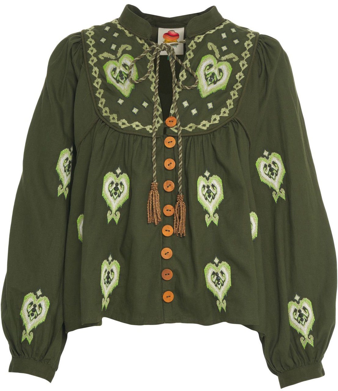 FARM Rio Blouse with embroideries Groen