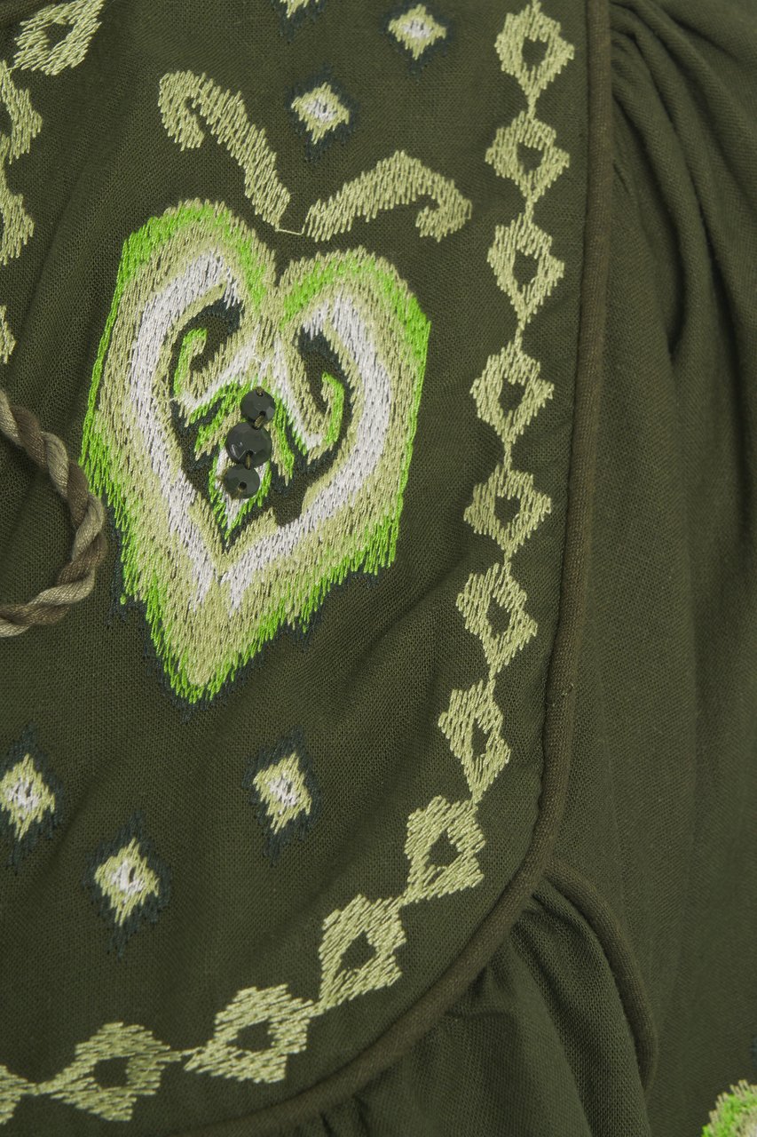 FARM Rio Blouse with embroideries Groen