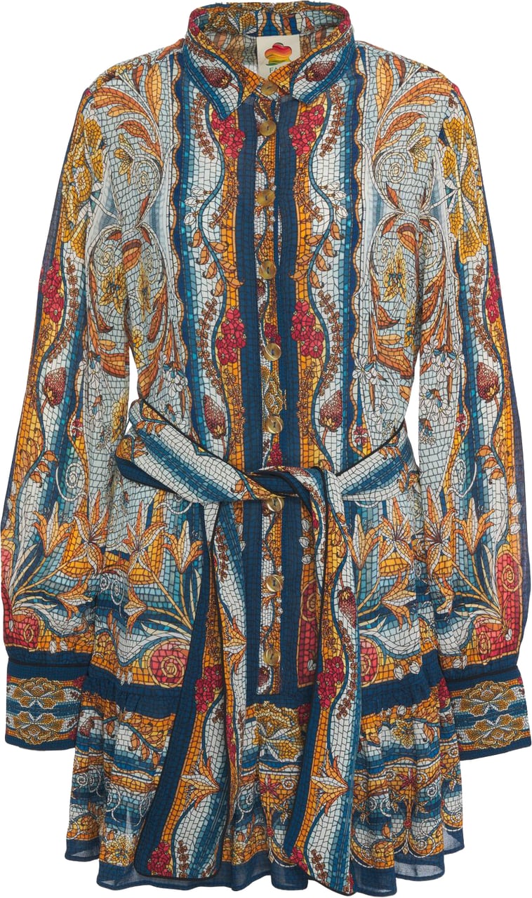 FARM Rio Dress with pattern Blauw