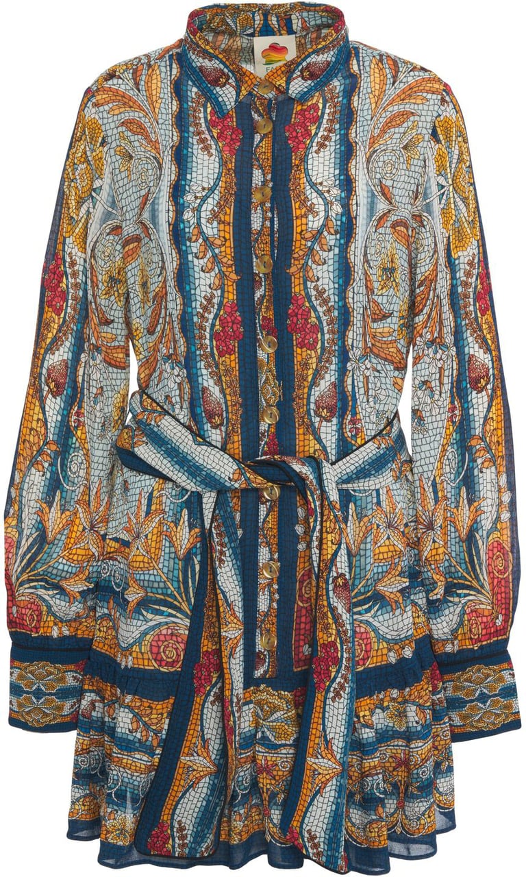 FARM Rio Dress with pattern Blauw