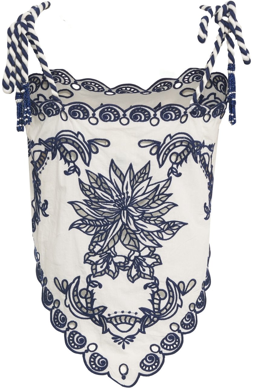 FARM Rio Top with floral embroidery Wit