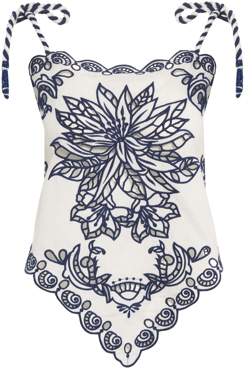 FARM Rio Top with floral embroidery Wit