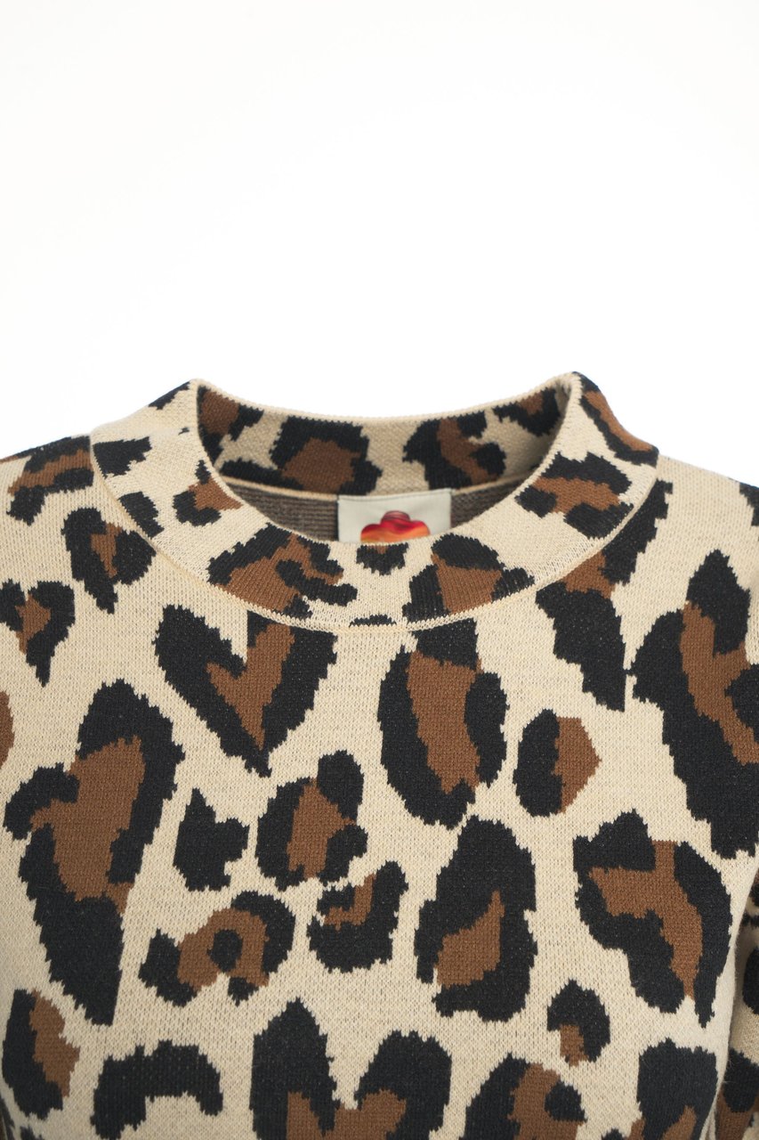 FARM Rio Midi dress with animal print Beige