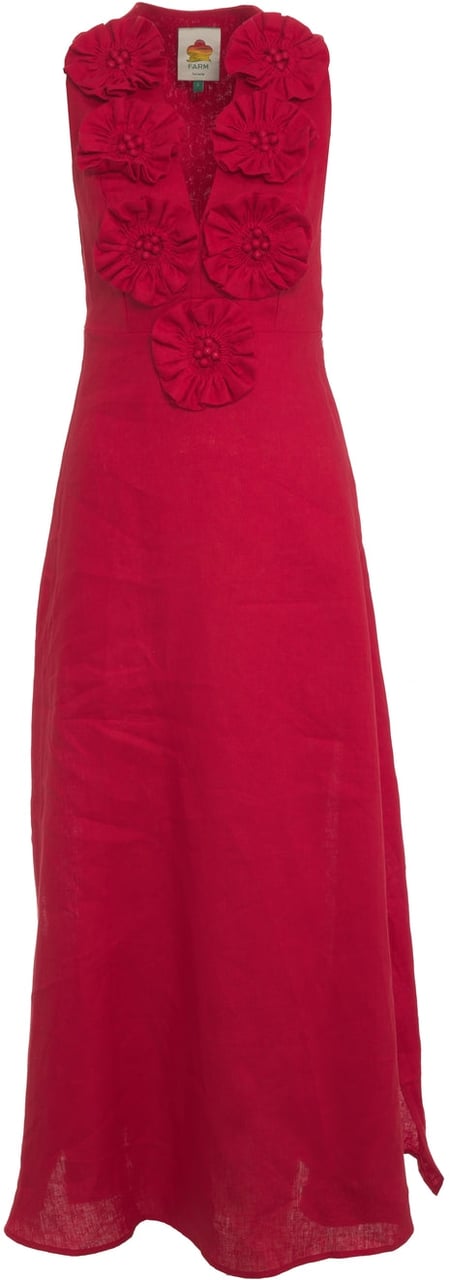 FARM Rio Linen midi dress Rood