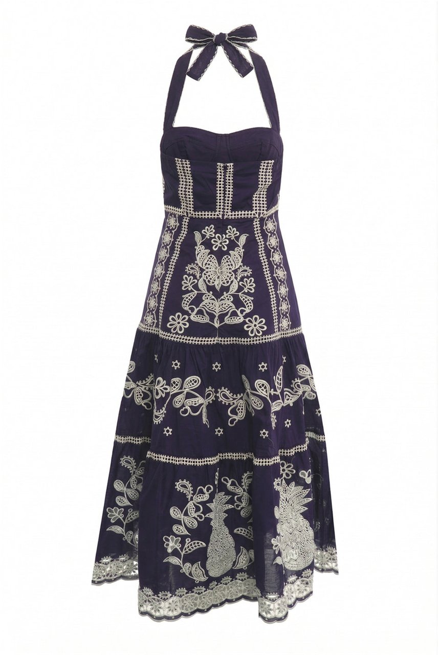 FARM Rio Cotton midi dress Blauw