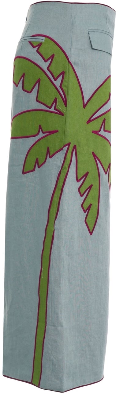 FARM Rio Linen skirt with embroidery Blauw