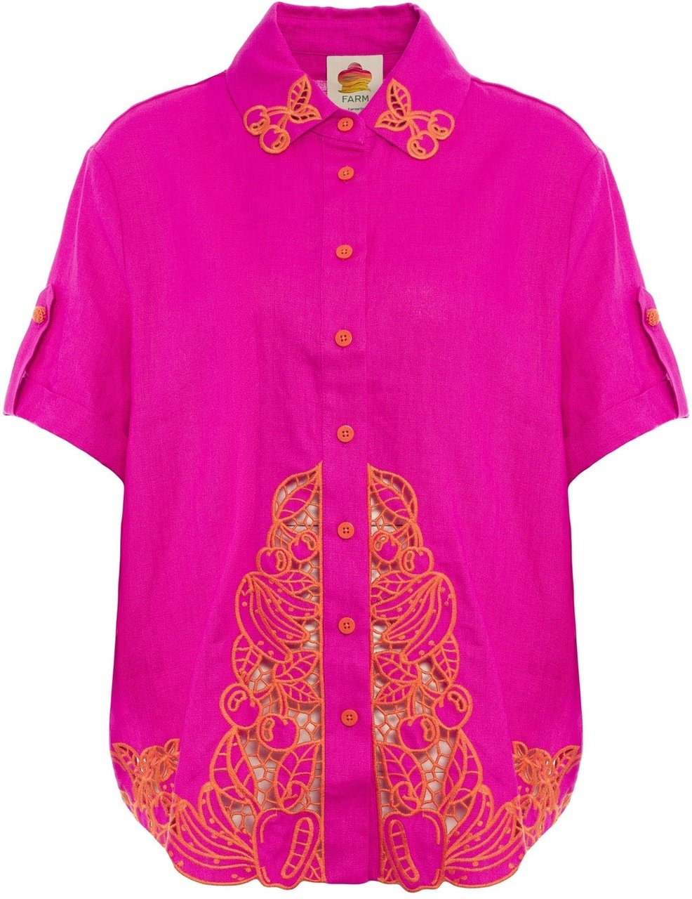 FARM Rio Linen blouse with embroidery Roze