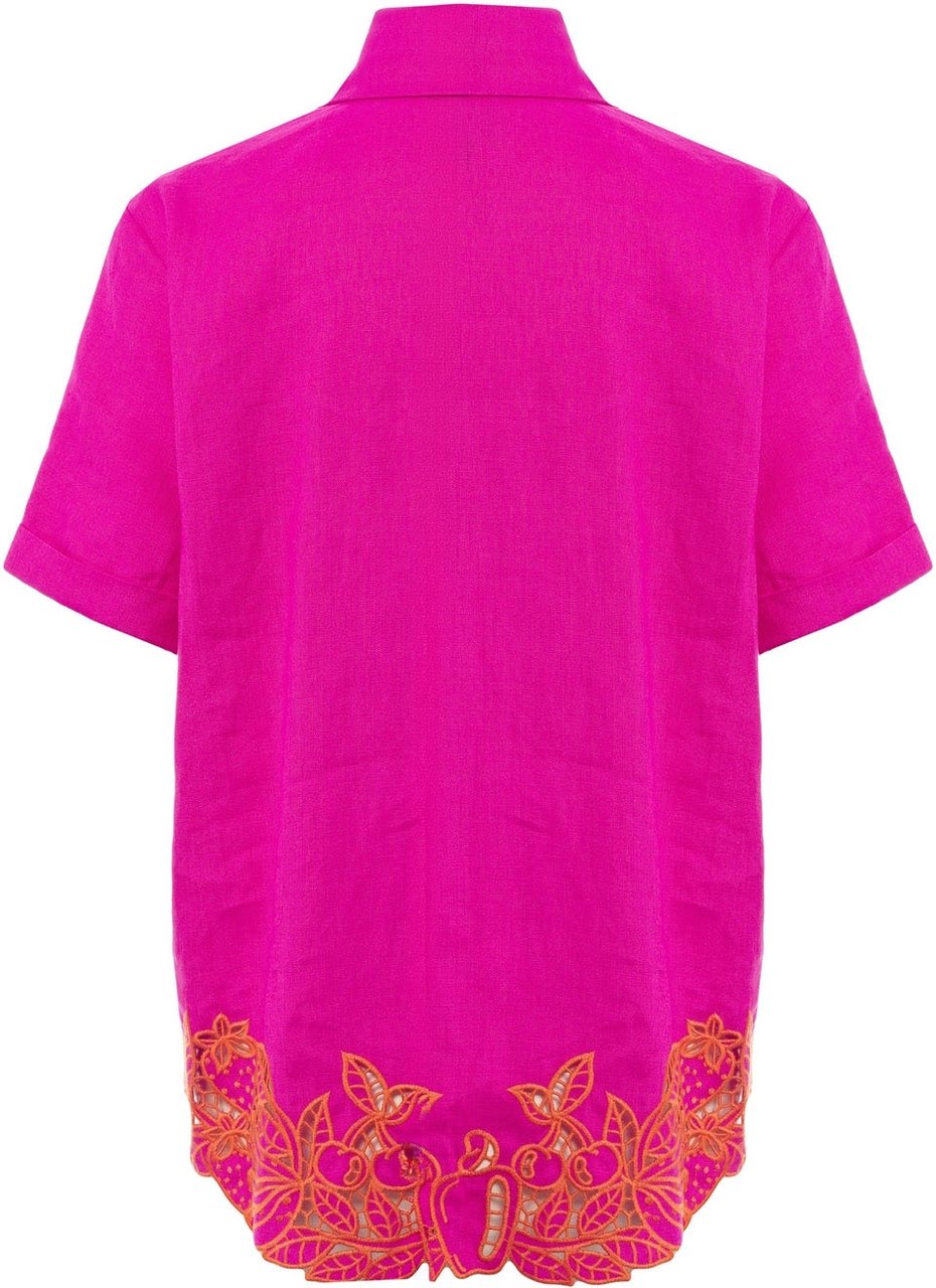 FARM Rio Linen blouse with embroidery Roze