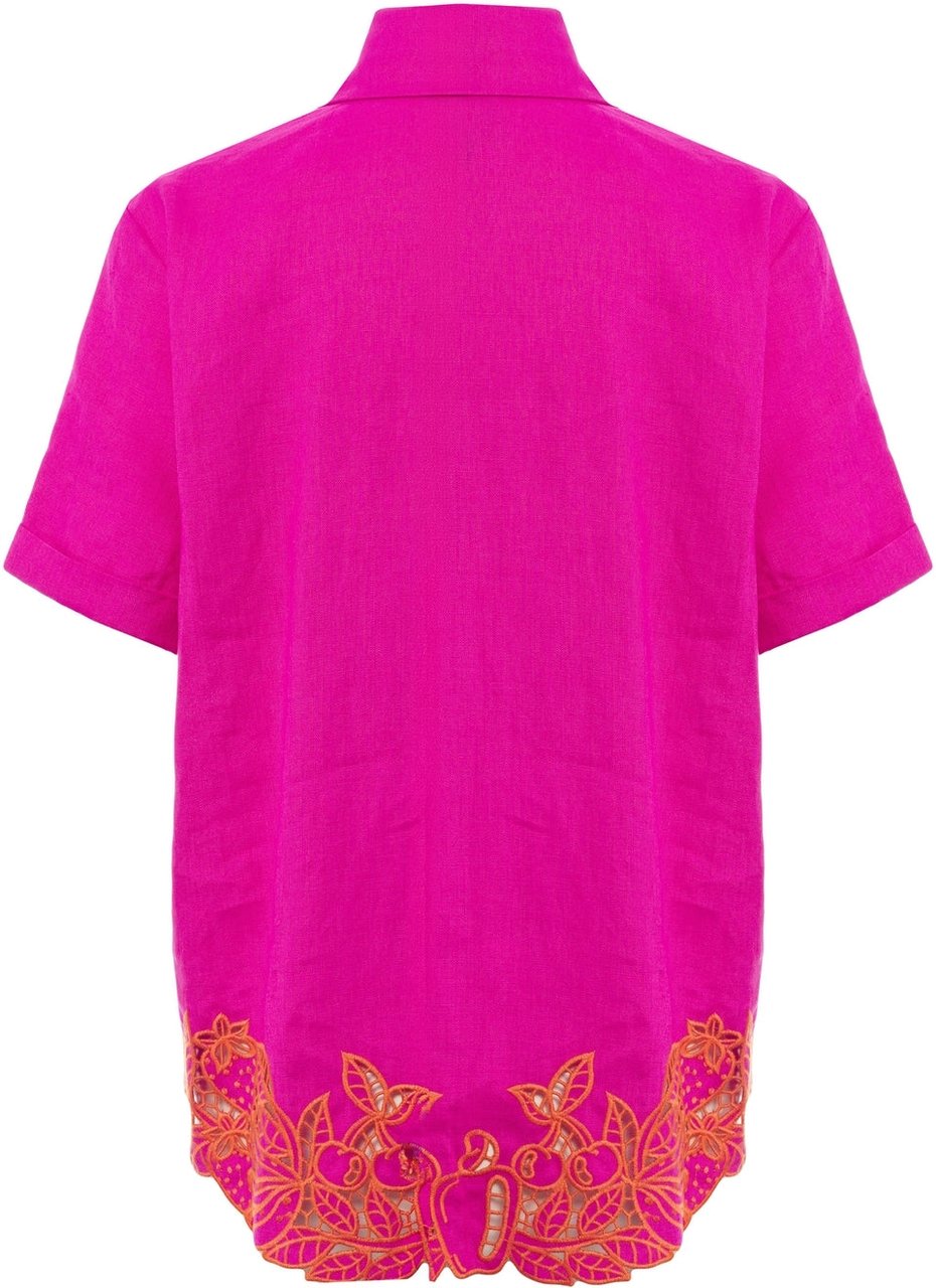 FARM Rio Linen blouse with embroidery Roze