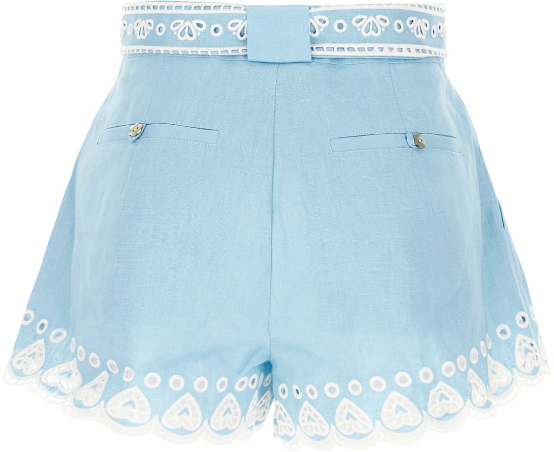 FARM Rio Farm Rio Light blue linen shorts Lichtblauw