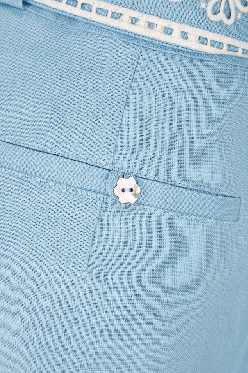 FARM Rio Farm Rio Light blue linen shorts Lichtblauw