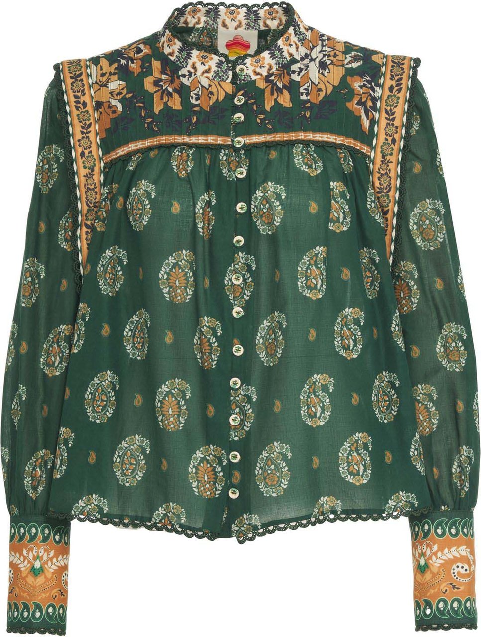FARM Rio Blouse with pattern Groen