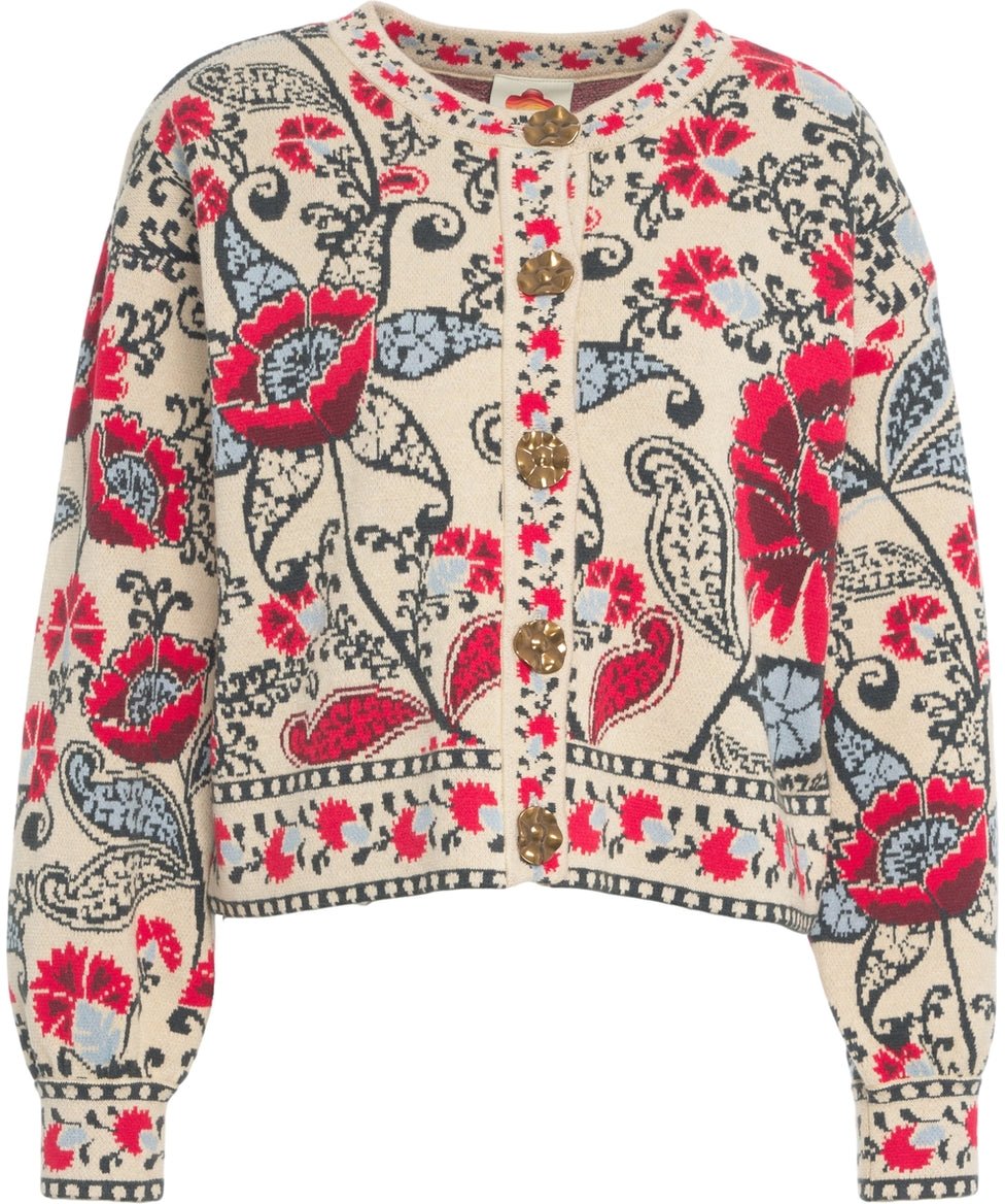 FARM Rio Cardigan with floral pattern Beige