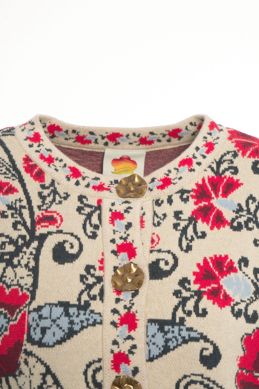 FARM Rio Cardigan with floral pattern Beige