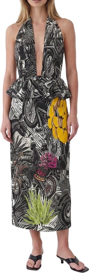 FARM Rio Linen blend maxi dress Zwart