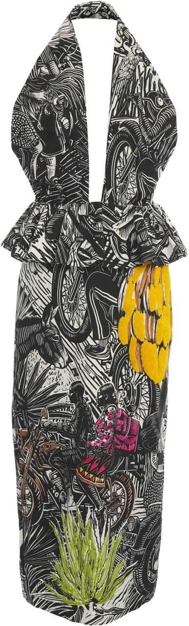 FARM Rio Linen blend maxi dress Zwart