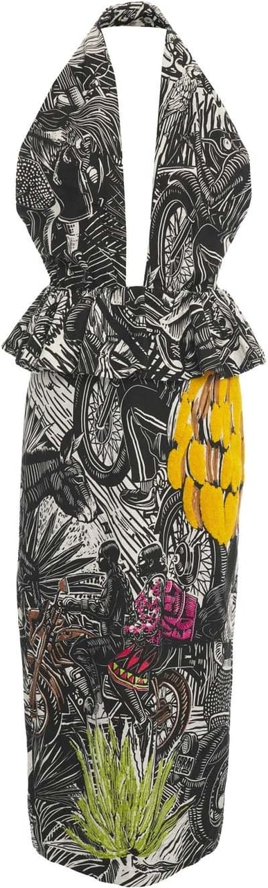 FARM Rio Linen blend maxi dress Zwart