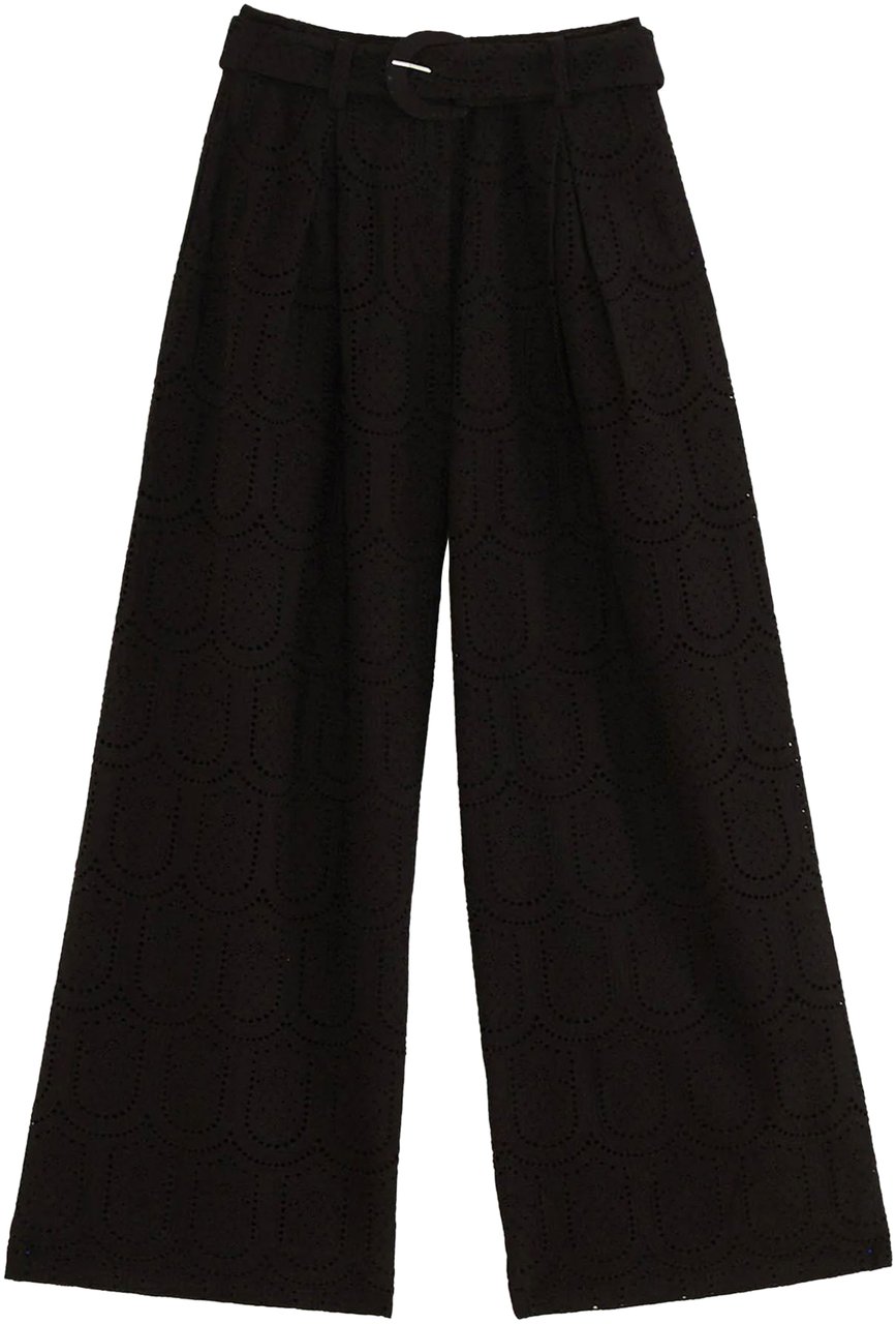 FARM Rio BLACK EYELETS PANTS Zwart