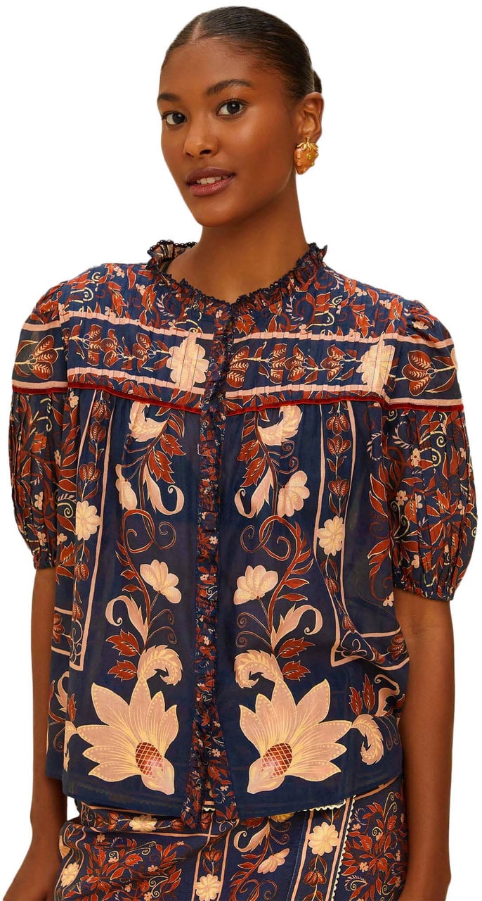 FARM Rio BOHO FLORAL SCARF BLOUSE Blauw