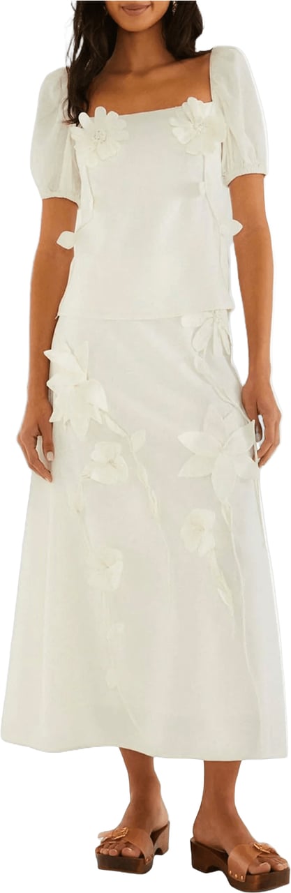 FARM Rio FLOWERS MIDI SKIRT Wit