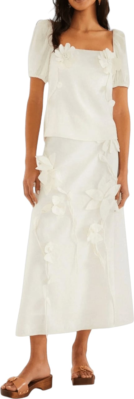 FARM Rio RICHELIEU SLEEVELESS MIDI DRESS Wit