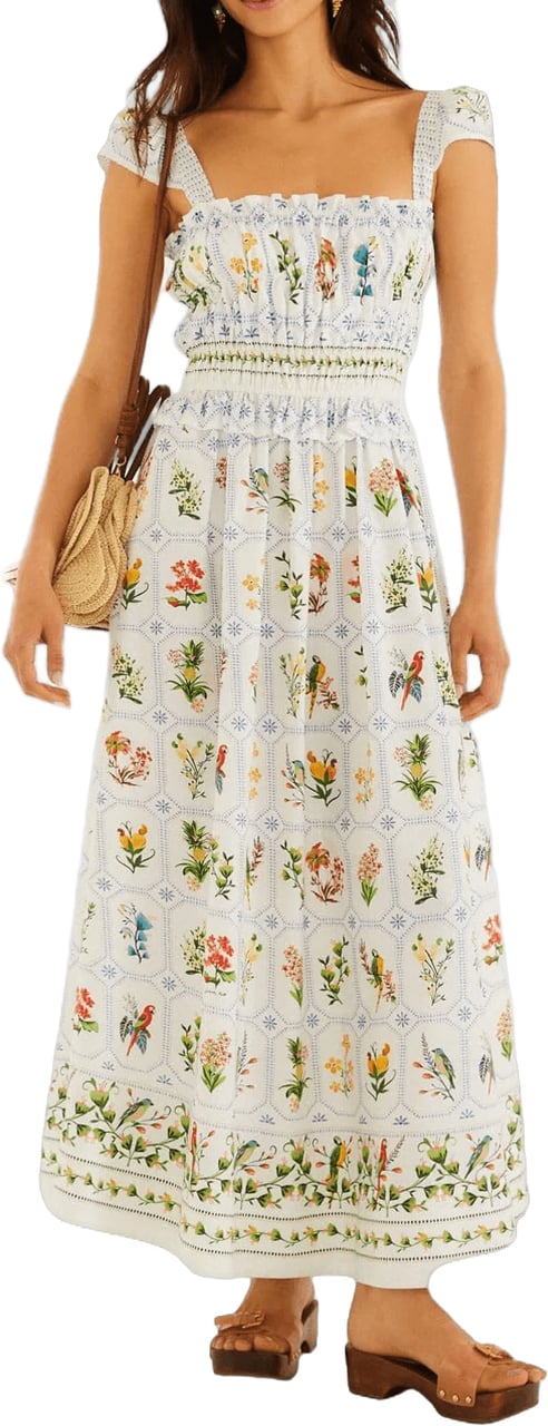 FARM Rio TROPICAL PORCELAIN MAXI DRESS Wit