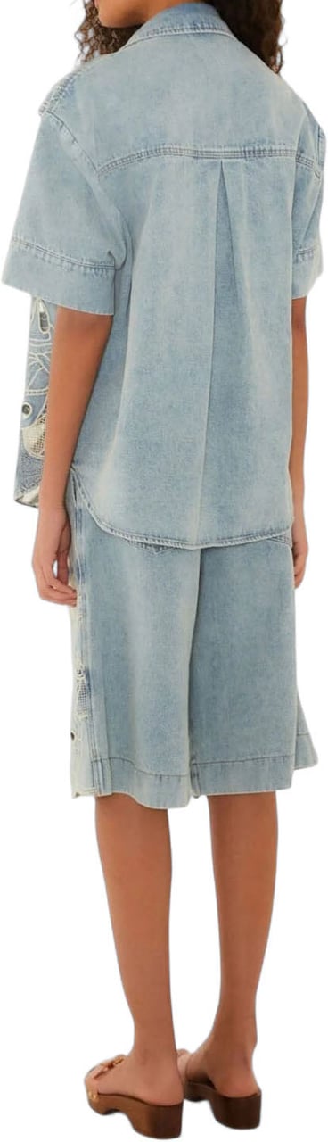 FARM Rio SEAS DESIRE EMBROIDERED DENIM SHIRT Lichtblauw