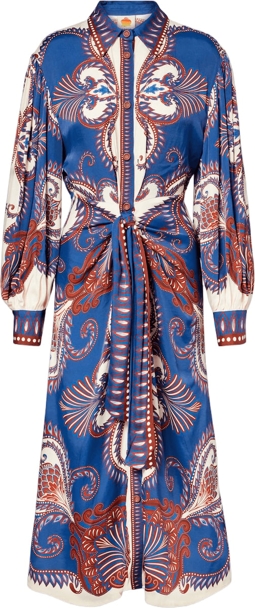 FARM Rio Arabische sjaal midi-jurk Blauw