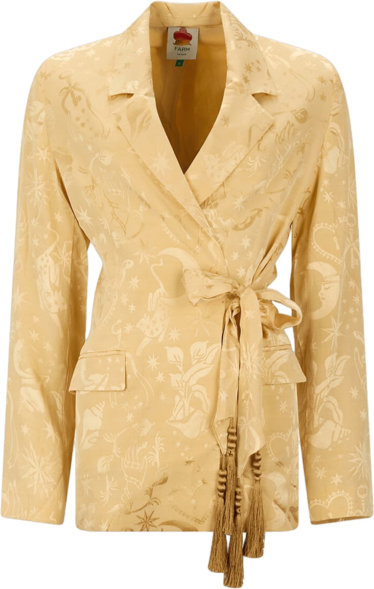 FARM Rio BEIGE BLAZER MET LANGE MOUWEN Geel