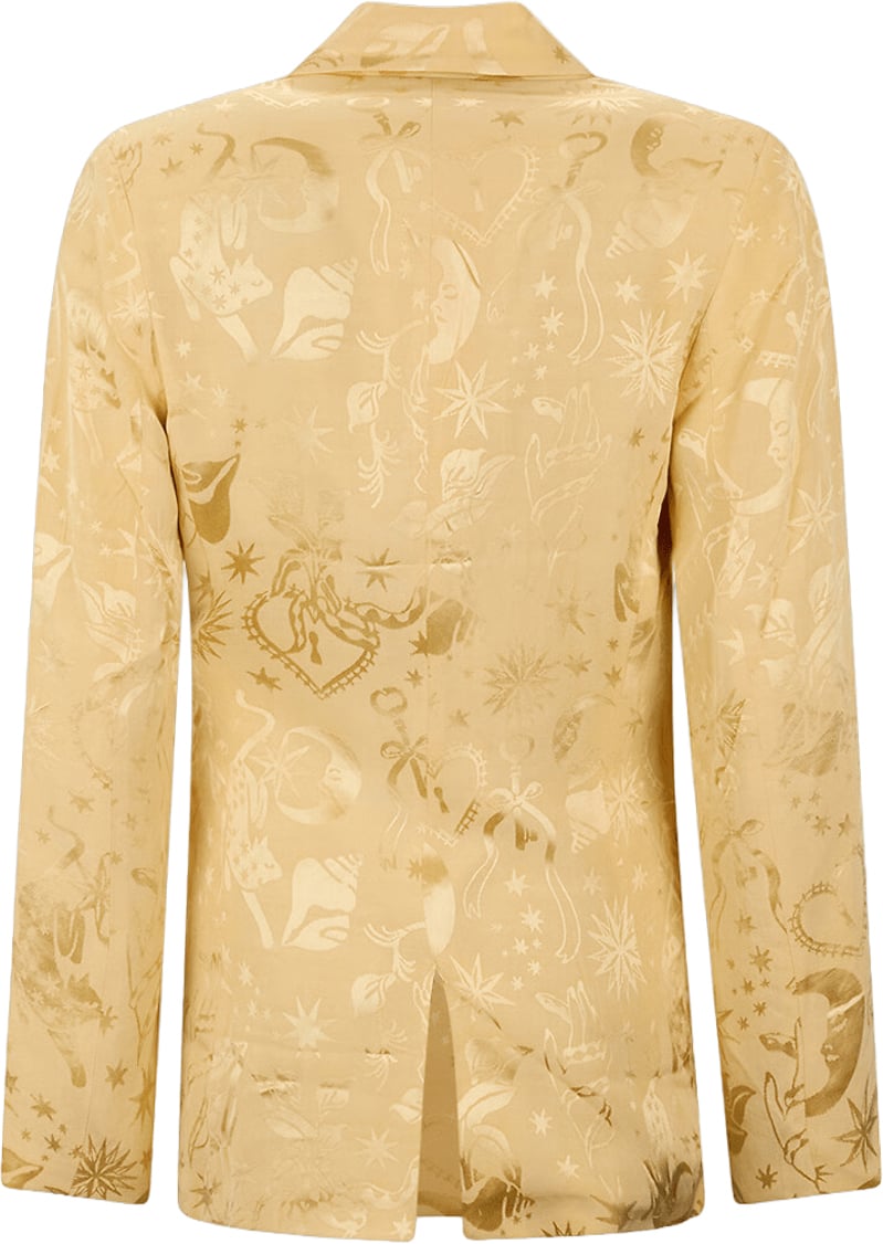 FARM Rio BEIGE BLAZER MET LANGE MOUWEN Geel