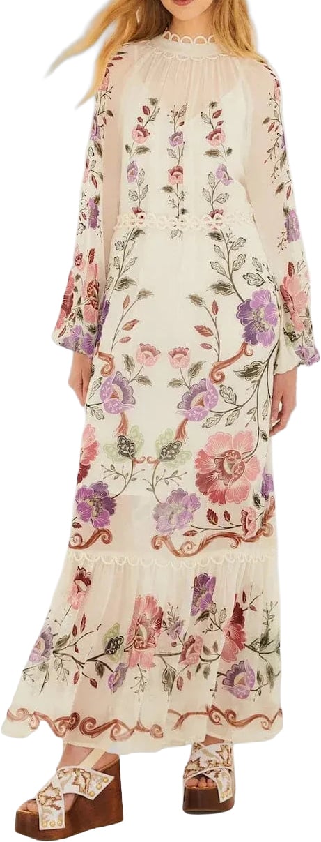FARM Rio ROCOCO BLOEMEN MAXIJURK Wit