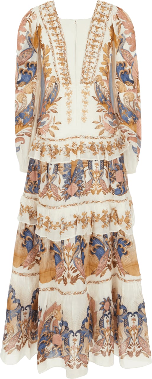 FARM Rio SEA GARDEN OFF-WHITE BREEDTEKENING LANGE JURK Wit