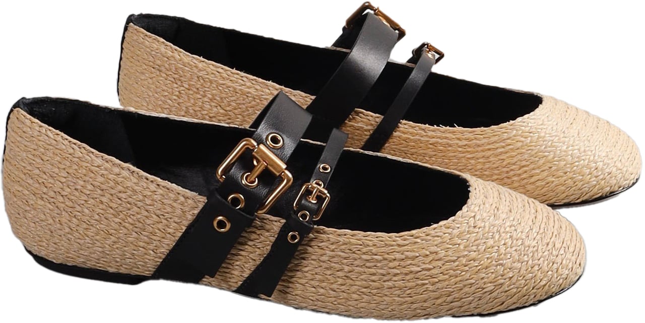 FARM Rio Raffia ballerina's Beige