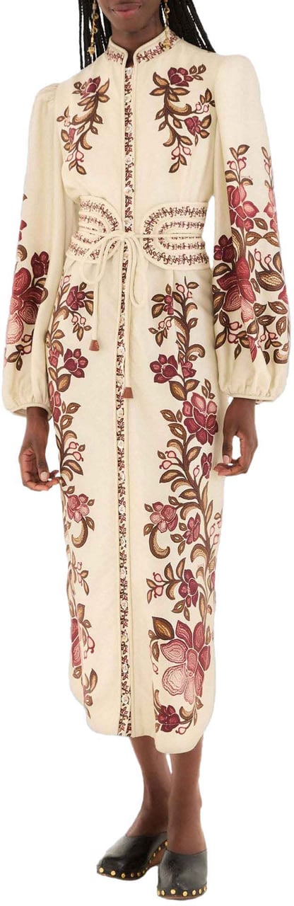 FARM Rio RENATA FLORAL MIDI DRESS Wit