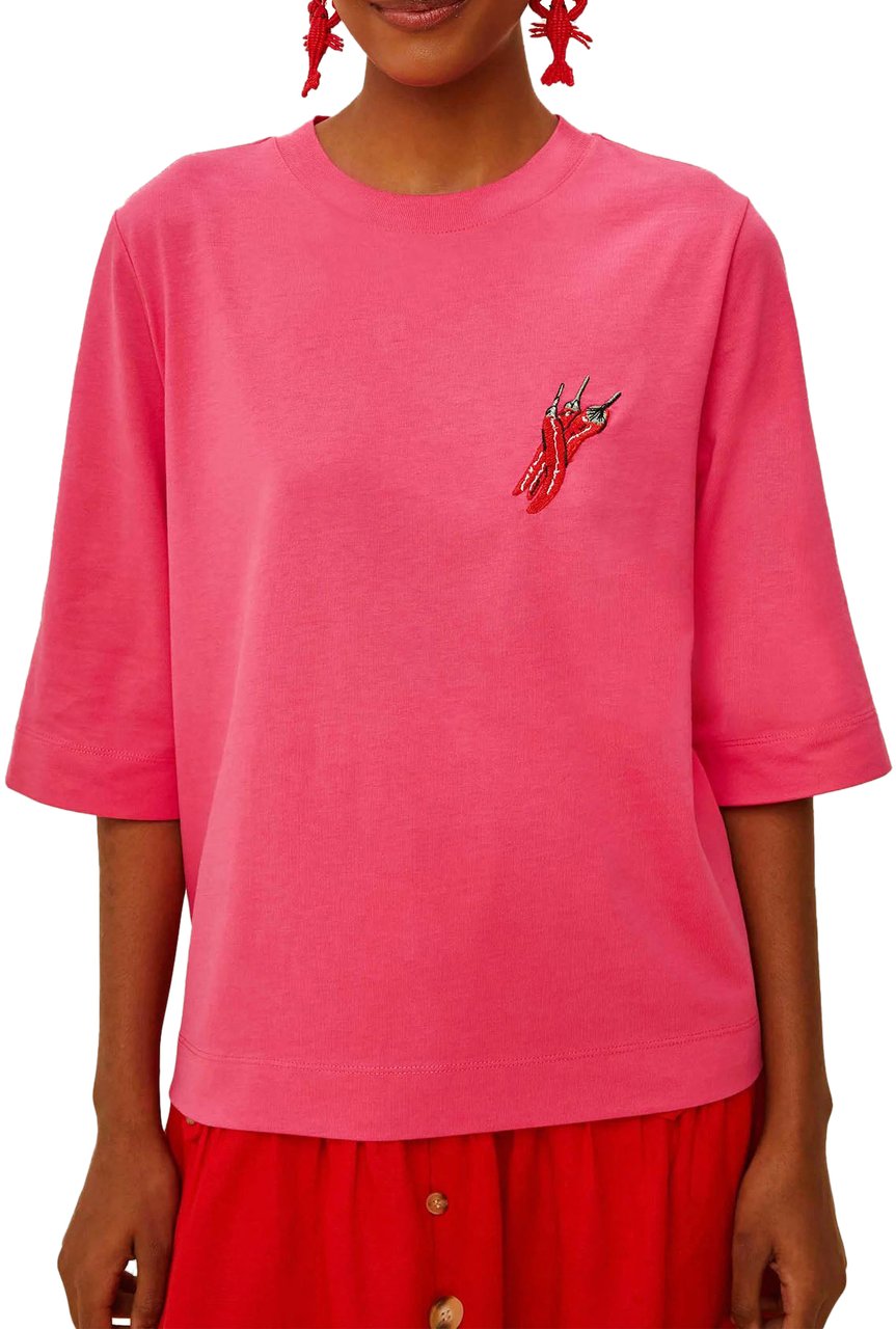 FARM Rio SPICY PEPPER PRINT RELAXED T-SHIRT Roze