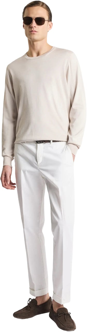 Fay Crew Neck Knitwear in Stucco Tone Wit