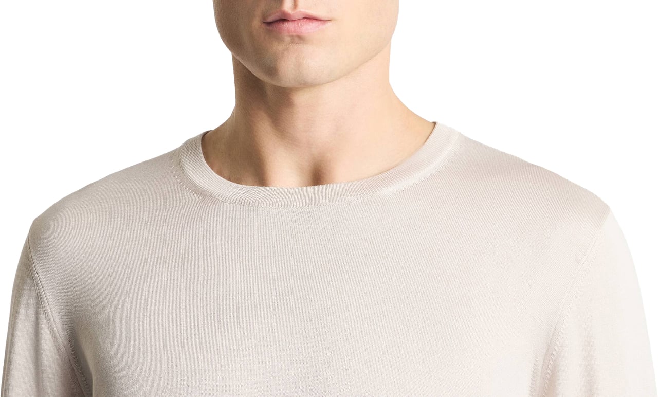 Fay Crew Neck Knitwear in Stucco Tone Wit