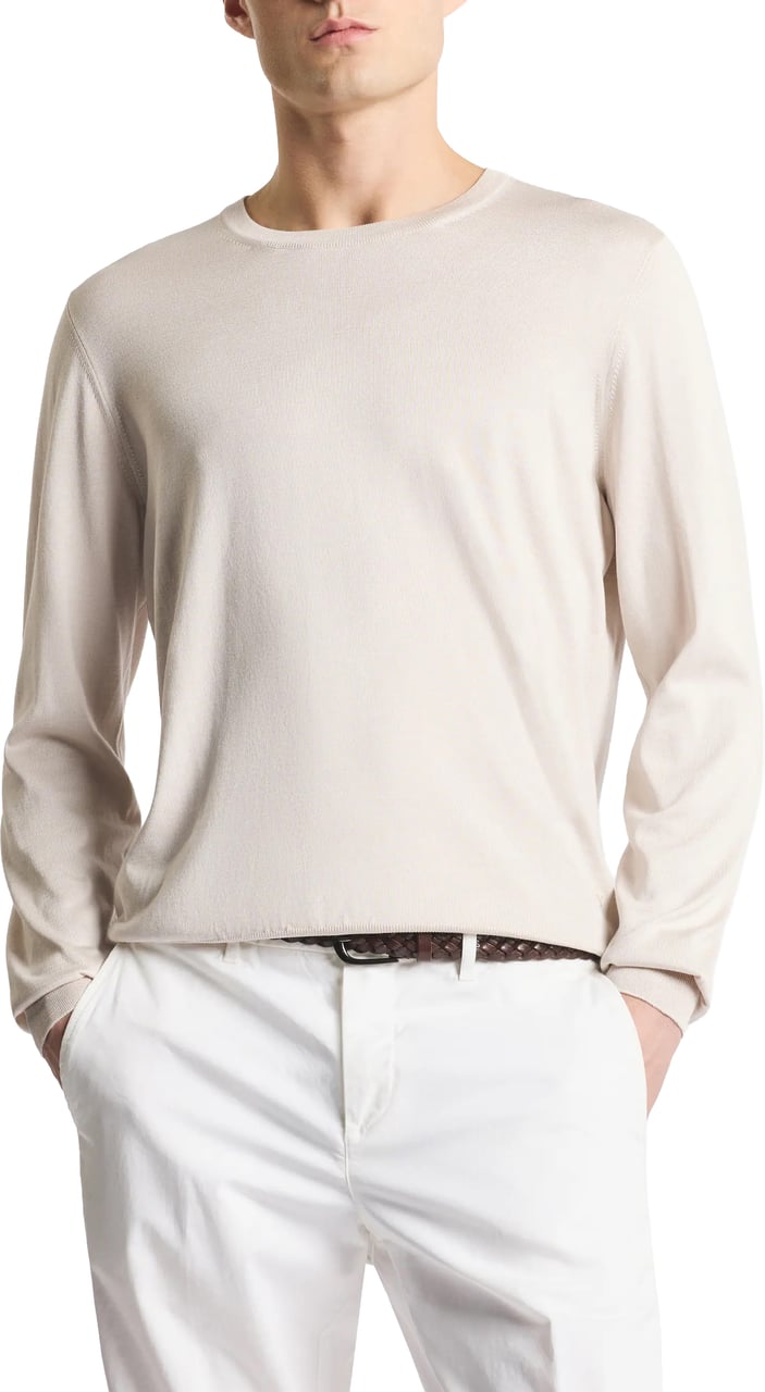 Fay Crew Neck Knitwear in Stucco Tone Wit