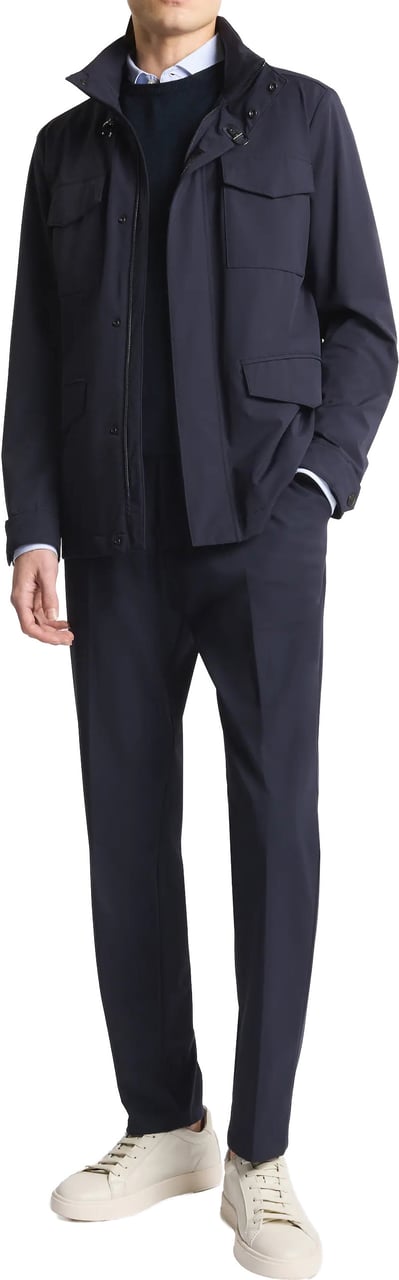 Fay Navy Blue Field Stretch Utility Jacket Blauw